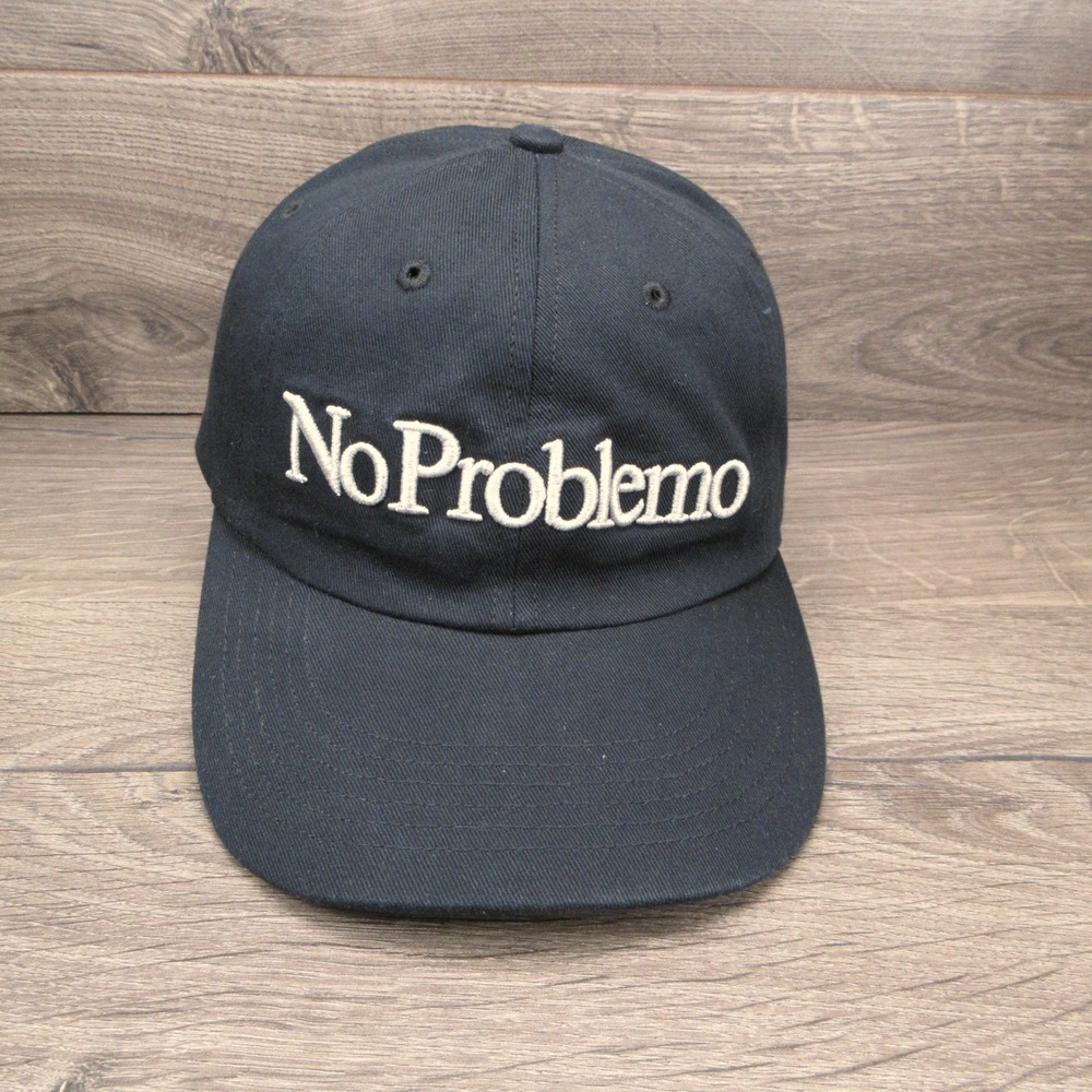 Aries No Problemo Hat Cap Mens Strap Back Black Streetwear Skater Style USA Made